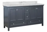 Double sink furniture vanity, Harbor Blue finish
