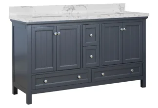 Double sink furniture vanity, Harbor Blue finish